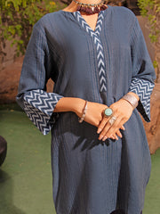 Blue Linen Tunic - ALCR-LK-1033 - Almirah Online