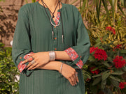 Green Linen Tunic - ALCR-LK-1034 - Almirah Online