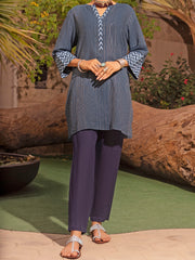 Blue Linen Tunic - ALCR-LK-1033 - Almirah Online