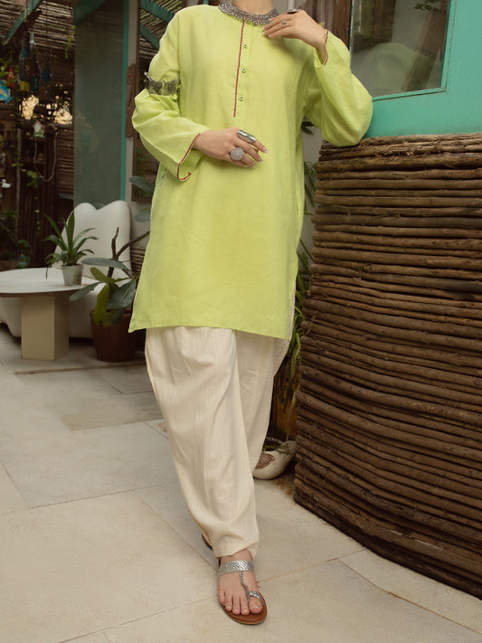 Parrot Green Blended Tunic - ALCR-LK-1065