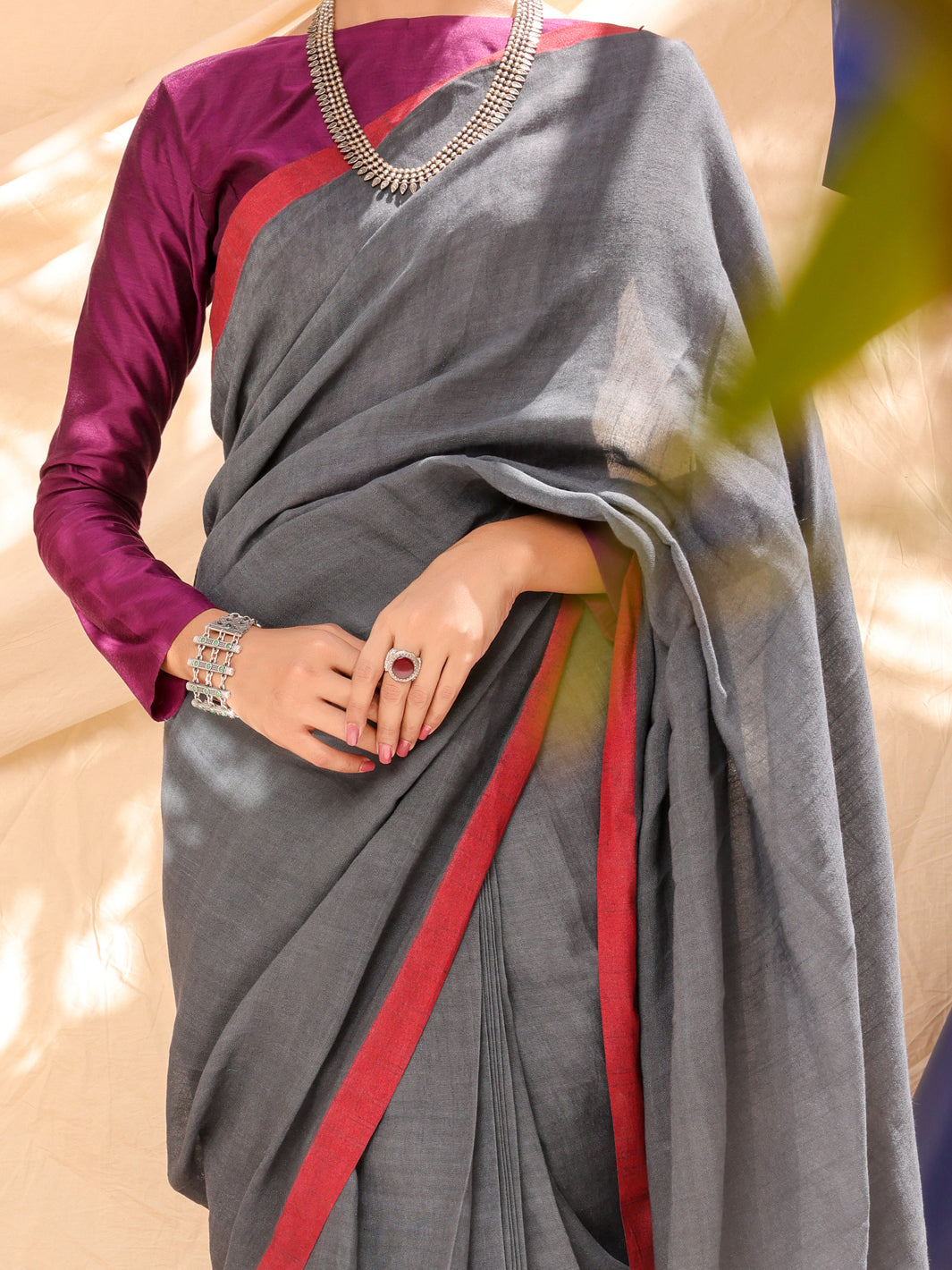 Dark Grey Comrade Saree - ALCR-SR-1002