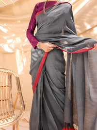 Dark Grey Comrade Saree - ALCR-SR-1002