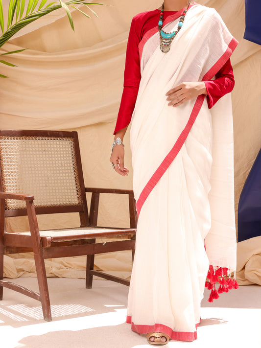 White Comrade Saree - ALCR-SR-1004