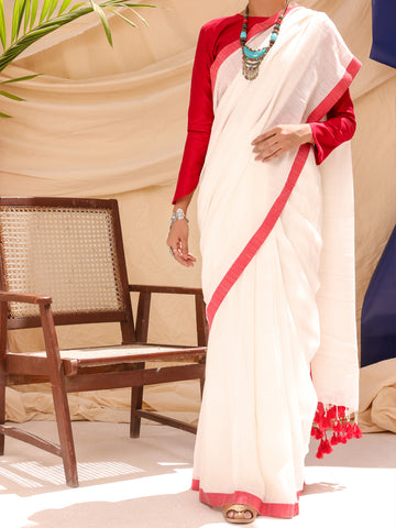 WHITE COMRADE SAREE - ALCR-SR-1004