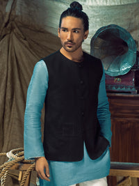 Black Linen Cotton Waistcoat - ALCR-WC-004