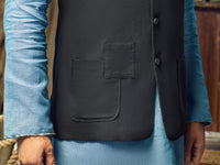 Black Linen Cotton Waistcoat - ALCR-WC-004