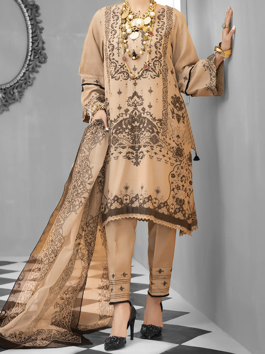 Beige Jacquard 3 Piece Stitched - ALP-1029