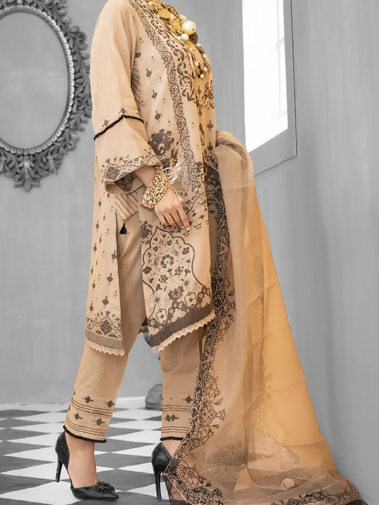 Beige Jacquard 3 Piece Unstitched - ALP-1029