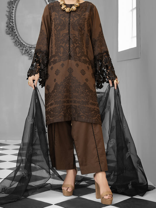 Black Jacquard 3 Piece Stitched - ALP-1030