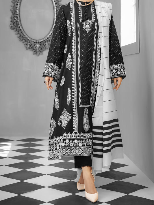 Black Lawn 2 Piece Stitched - ALP-1032