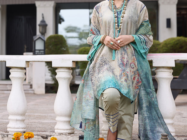 Teal Lawn 3 Piece Stitched - ALP-3PS-1044/S