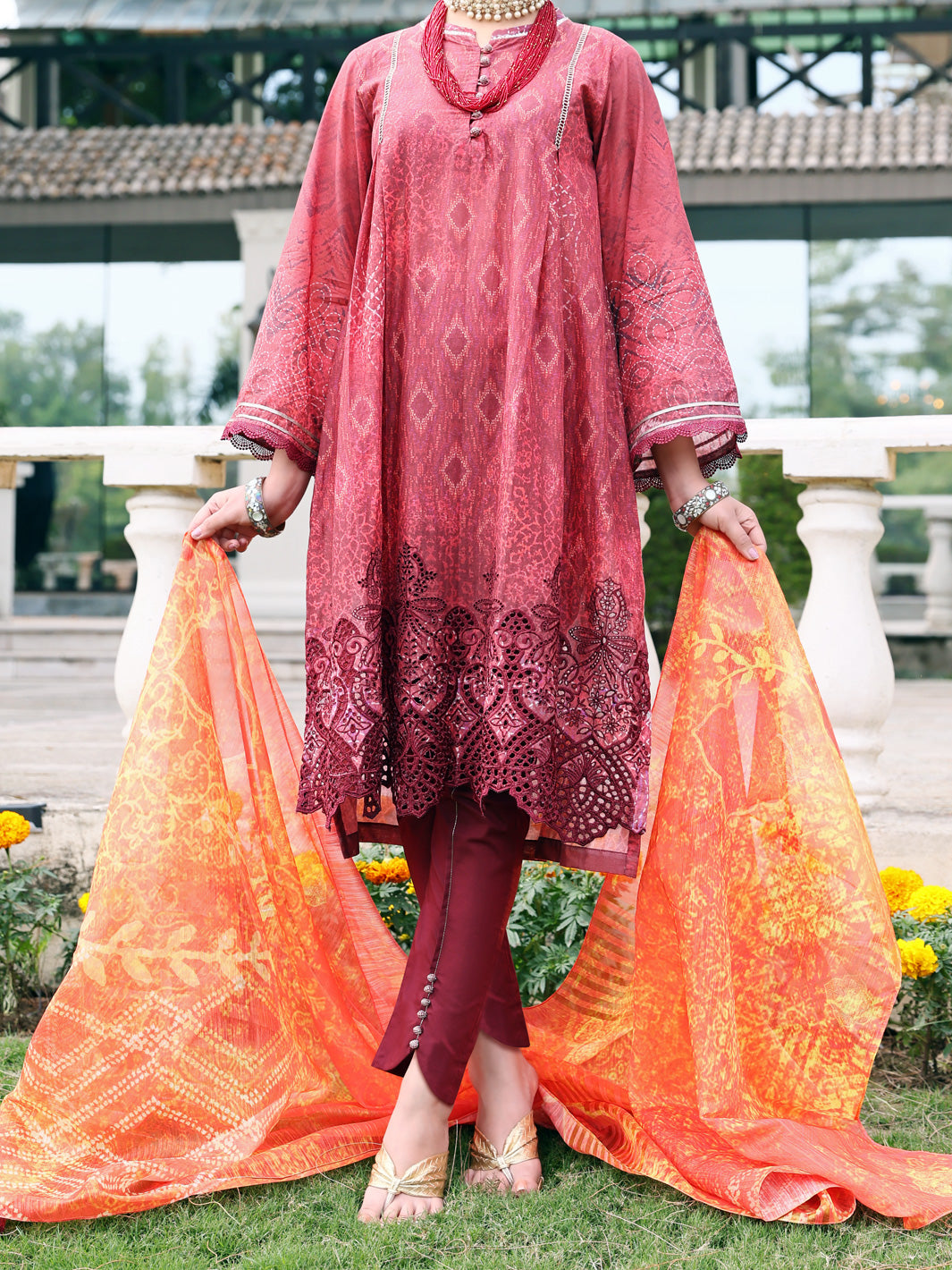 Maroon Lawn 3 Piece Unstitched - ALP-3PS-1045