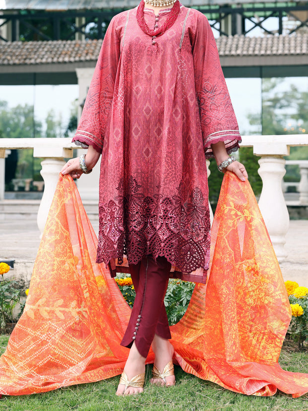Maroon Lawn 3 Piece Stitched - ALP-3PS-1045/S