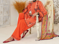 Orange Yarn Dyed Jacquard 3Pc Stitched - ALP-3PS-1051/S