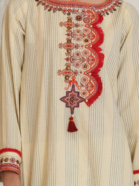 Off White Yarn Dyed Jacquard 3 Piece Stitched - ALP-3PS-1053/S