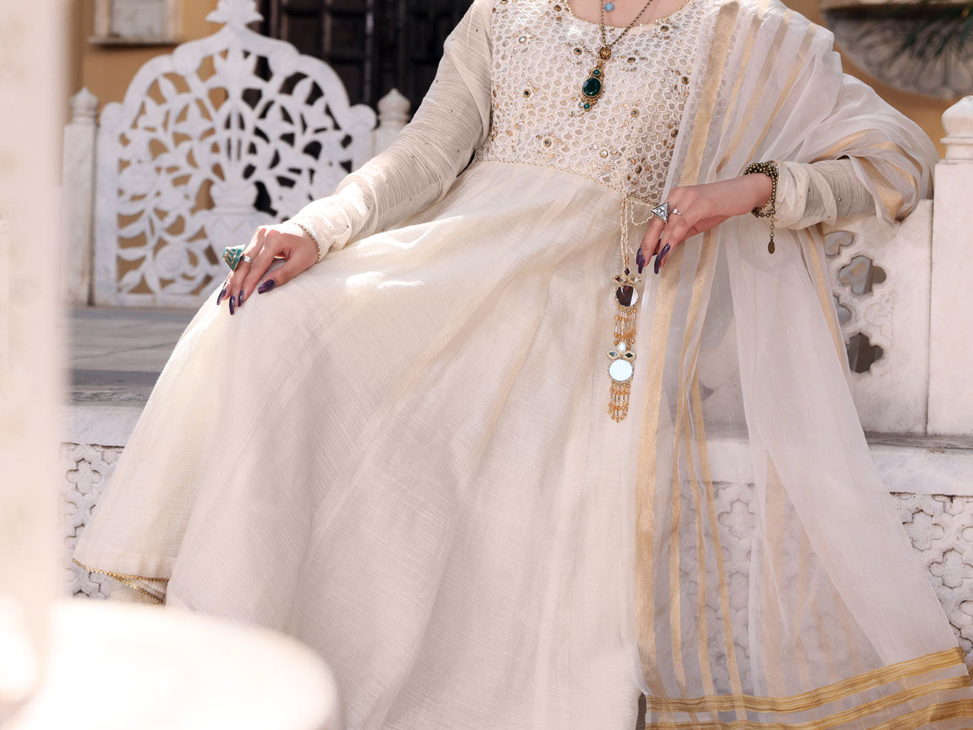 White Khaddi 3Pc Stitched - ALP-3PS-1072/S