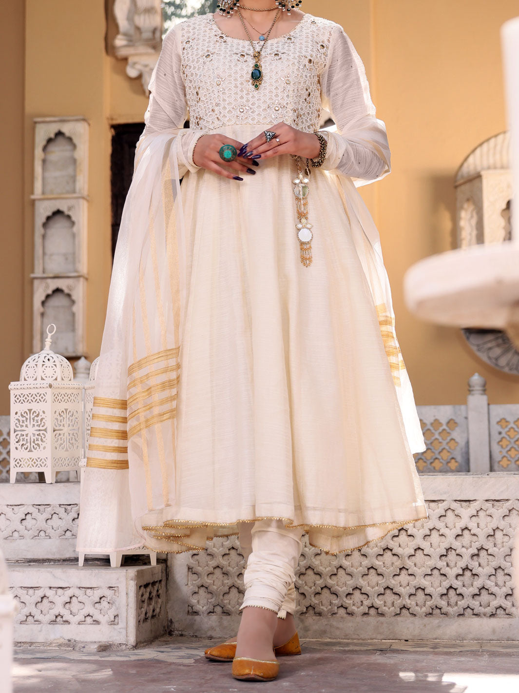White Khaddi 3Pc Stitched - ALP-3PS-1072/S