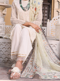 White Khaddi 3Pc Stitched - ALP-3PS-1073/S