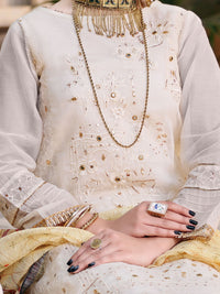 White Khaddi 3Pc Stitched - ALP-3PS-1074/S