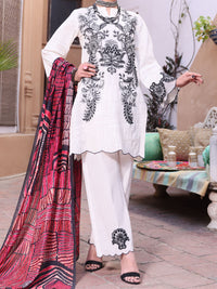 White Lawn 3Pc Stitched - ALP-3PS-1082/S