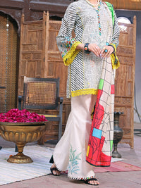 Off White Lawn 3Pc Stitched - ALP-3PS-1084/S