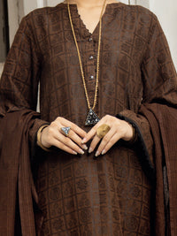Brown Jacquard 3Pc Stitched - ALP-3PS-1170