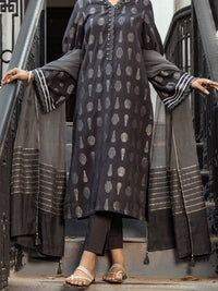 Grey Cambric Jacquard 3Pc Stitched - ALP-3PS-1171