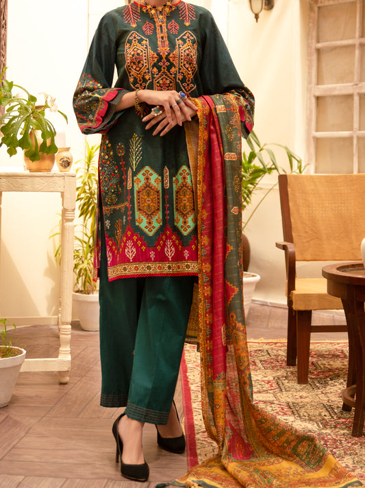 Teal Cambric 3Pc Unstitched - ALP-3PS-1176