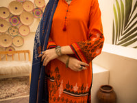Orange Jacquard 3Pc Stitched - ALP-3PS-1158