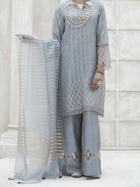 Grey Bemberg Organza 3Pc Formal Unstitched - AL-3PS-LS-UN-315