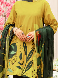 Lime Cambric 3Pc Unstitched - ALP-3PS-1185