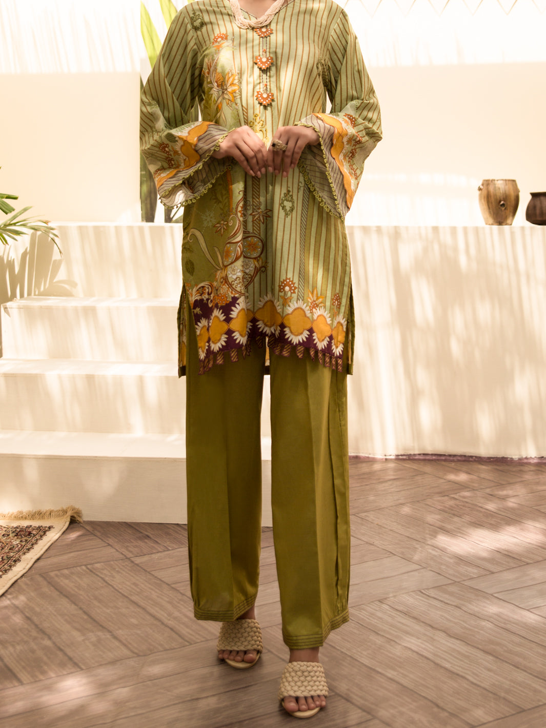 Sage Green Cambric 2Pc Unstitched - ALP-2PS-1215