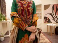 Green Cambric 3Pc Stitched - ALP-3PS-1177