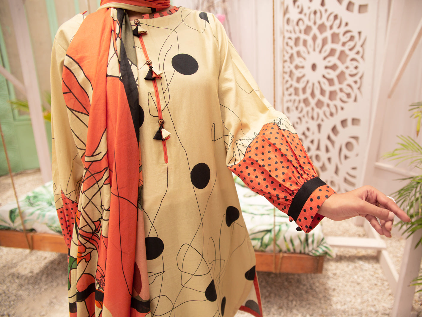 Beige Cambric 3Pc Stitched - ALP-3PS-1182
