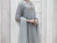 Grey Bemberg Organza 3Pc Formal Unstitched - AL-3PS-LS-UN-315