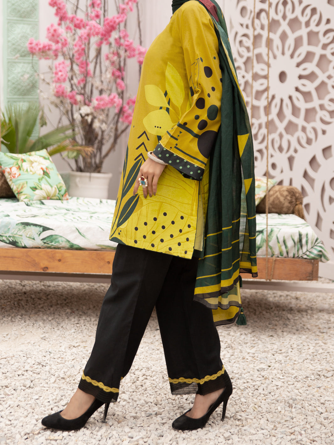 Lime Cambric 3Pc Unstitched - ALP-3PS-1185