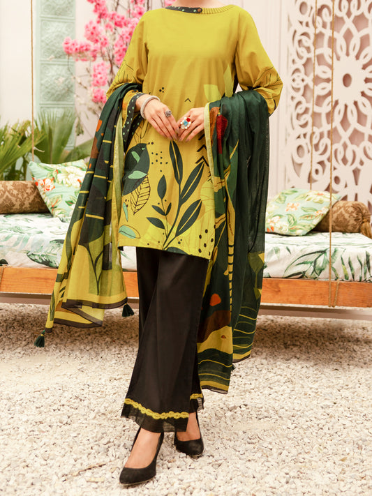 Lime Cambric 3 Piece Unstitched - ALP-3PS-1185