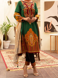 Green Cambric 3Pc Stitched - ALP-3PS-1177