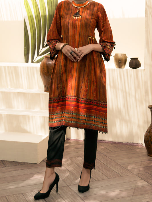 Orange Cambric 2Pc Unstitched - ALP-2PS-1216