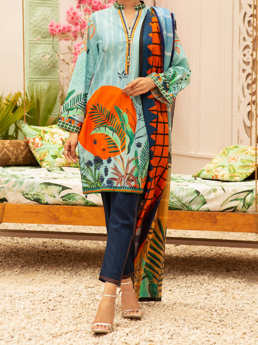 Sky Blue Cambric 3 Piece Unstitched - ALP-3PS-1181