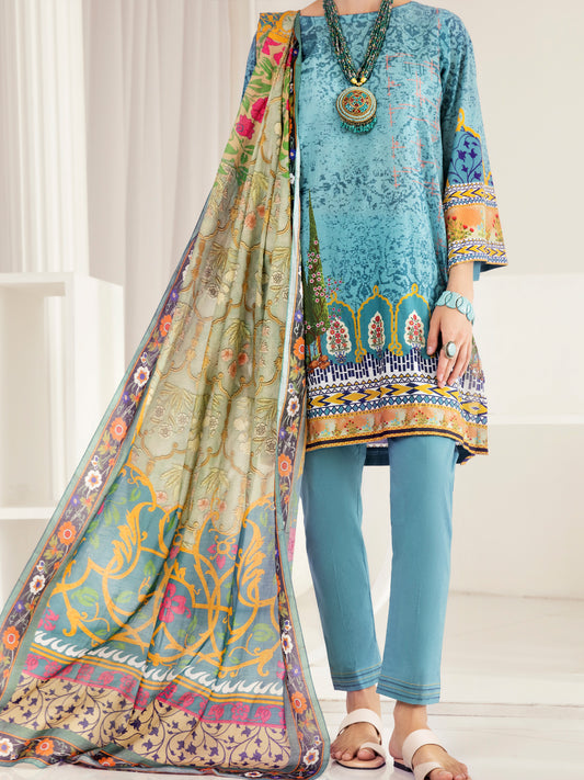 Teal Lawn 3 Piece Stitched - ALP-3PS-1239