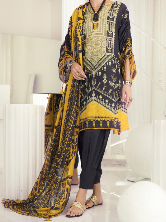 Black Lawn 3 Piece Unstitched - ALP-3PS-1240
