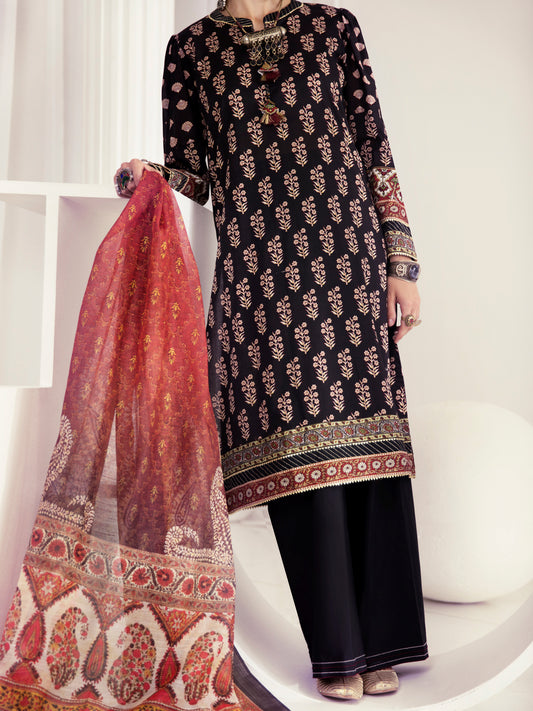 Black Lawn 3 Piece Stitched - ALP-3PS-1243