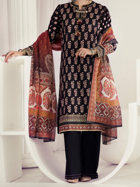 Black Lawn 3 Piece Unstitched - ALP-3PS-1243