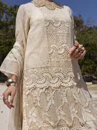Off White Khaddi Net 3 Piece Unstitched - ALP-3PS-1270