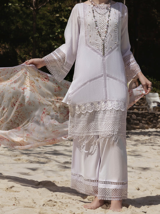 Light Purple Khaddi Net 3 Piece Unstitched - ALP-3PS-1272