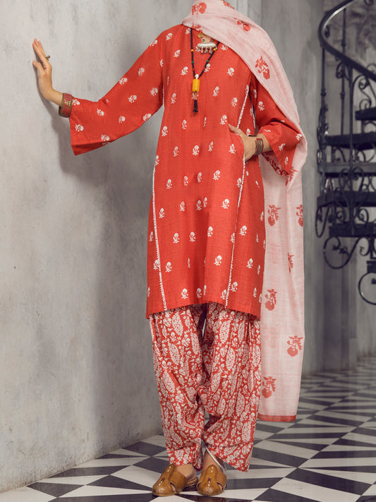 Red Lawn 3 Piece Stitched - ALP-3PS-1294