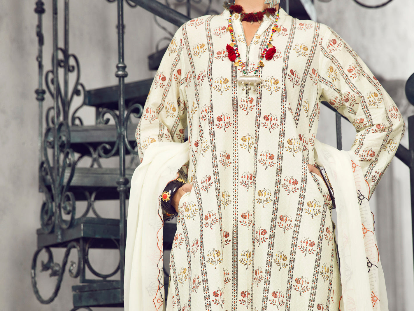 Cream Lawn 3 Piece Unstitched - ALP-3PS-1296