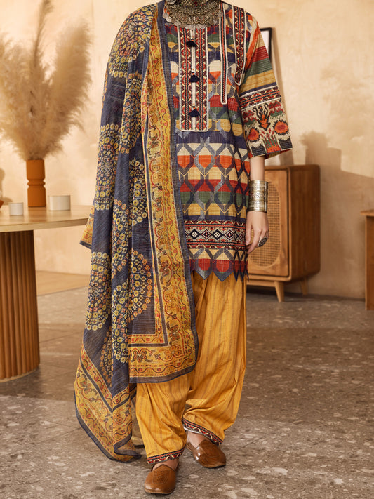 Multicolor Hand-Woven Lurex 3 Piece Stitched - ALP-3PS-1301