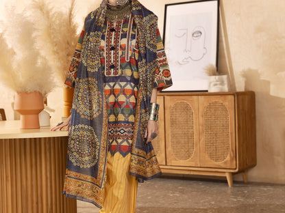 Multicolor Hand-Woven Lurex 3 Piece Stitched - ALP-3PS-1301